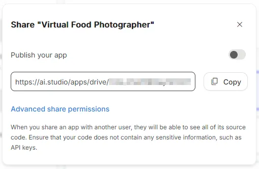 Окно, где можно создать ссылку приложения Окно, где можно создать ссылку приложения
