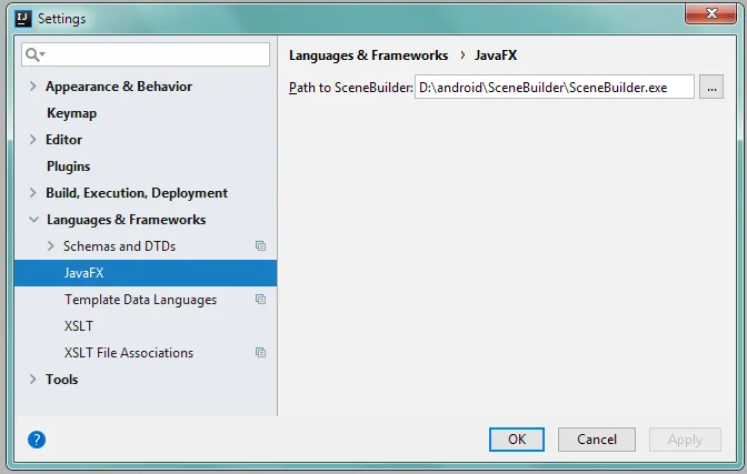 Подключение SceneBuilder в IntelliJ IDEA