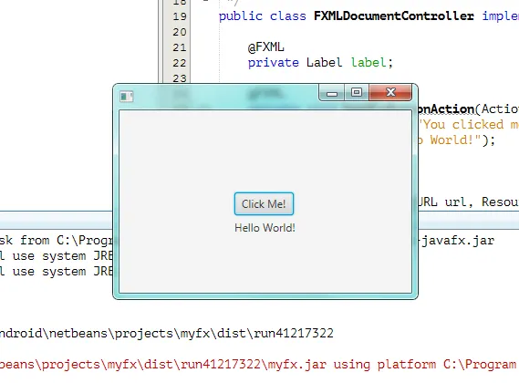 Начальная программа JavaFX в NetBeans